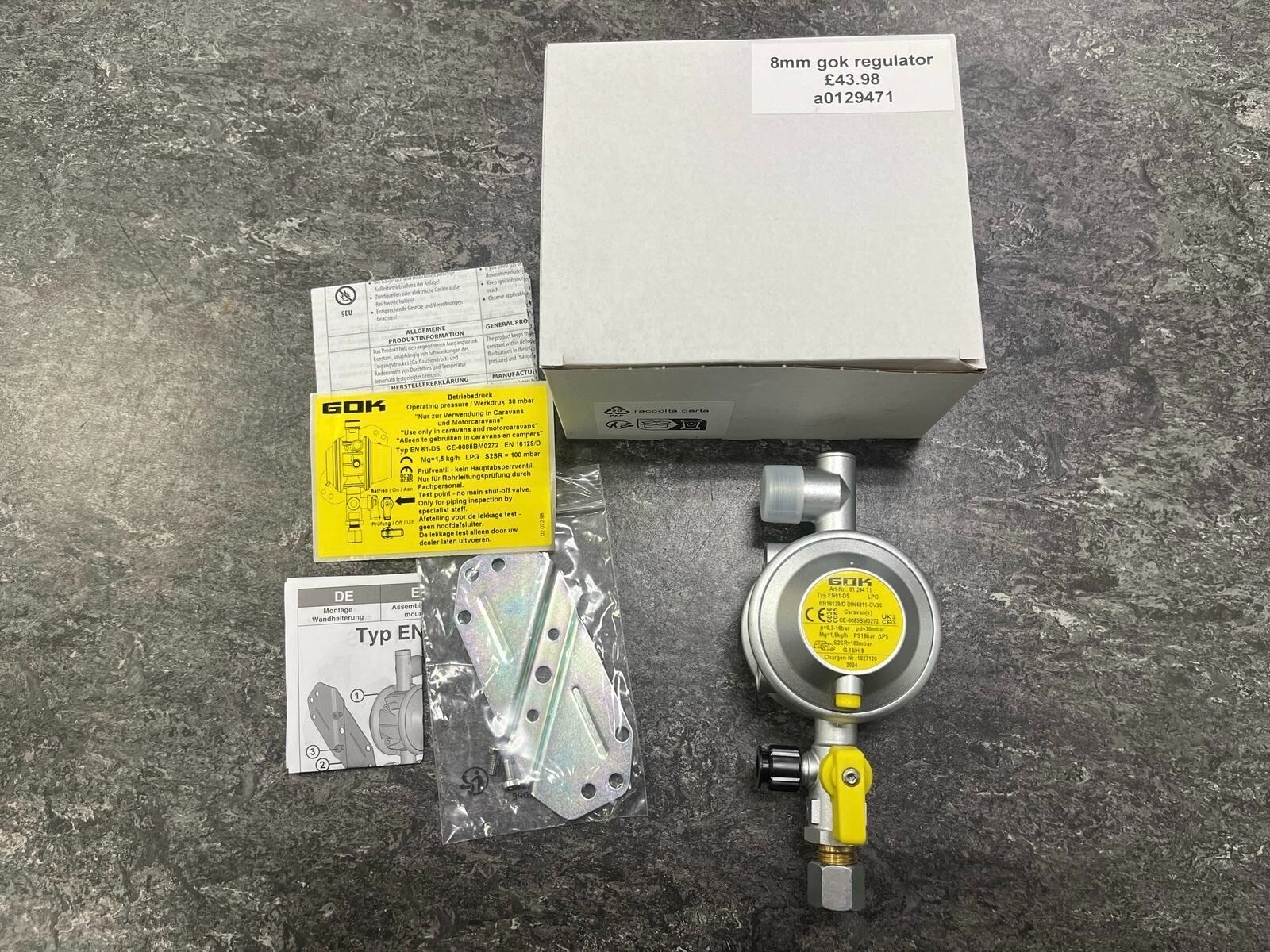 GOK 8MM Bulkhead Gas Regulator 30 mbar Outlet Switch Valve