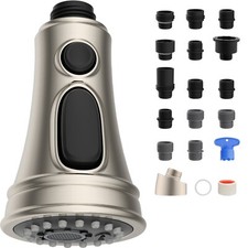 Kitchen Faucet Head Replacement, Pull Down Faucet Spray Head, 3 Mode 15 Adapters