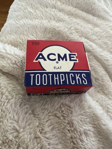 Vintage Red ACME Trade Mark Tooth Picks Box 750ct. - Picture 1 of 4