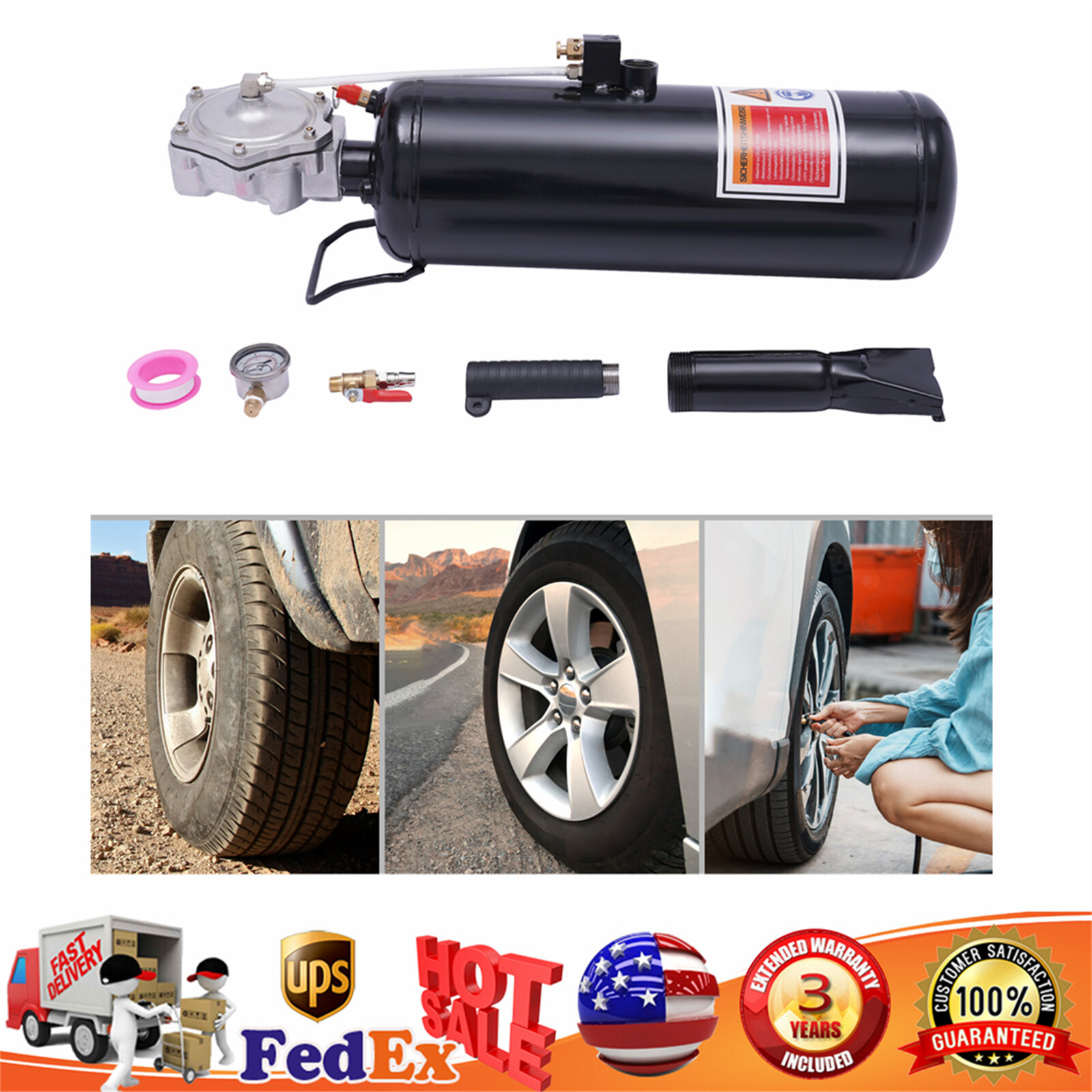 8L Air Tire Bead Seater Blaster Tank Tool 2.1Gallon Trigger Seating Inflator