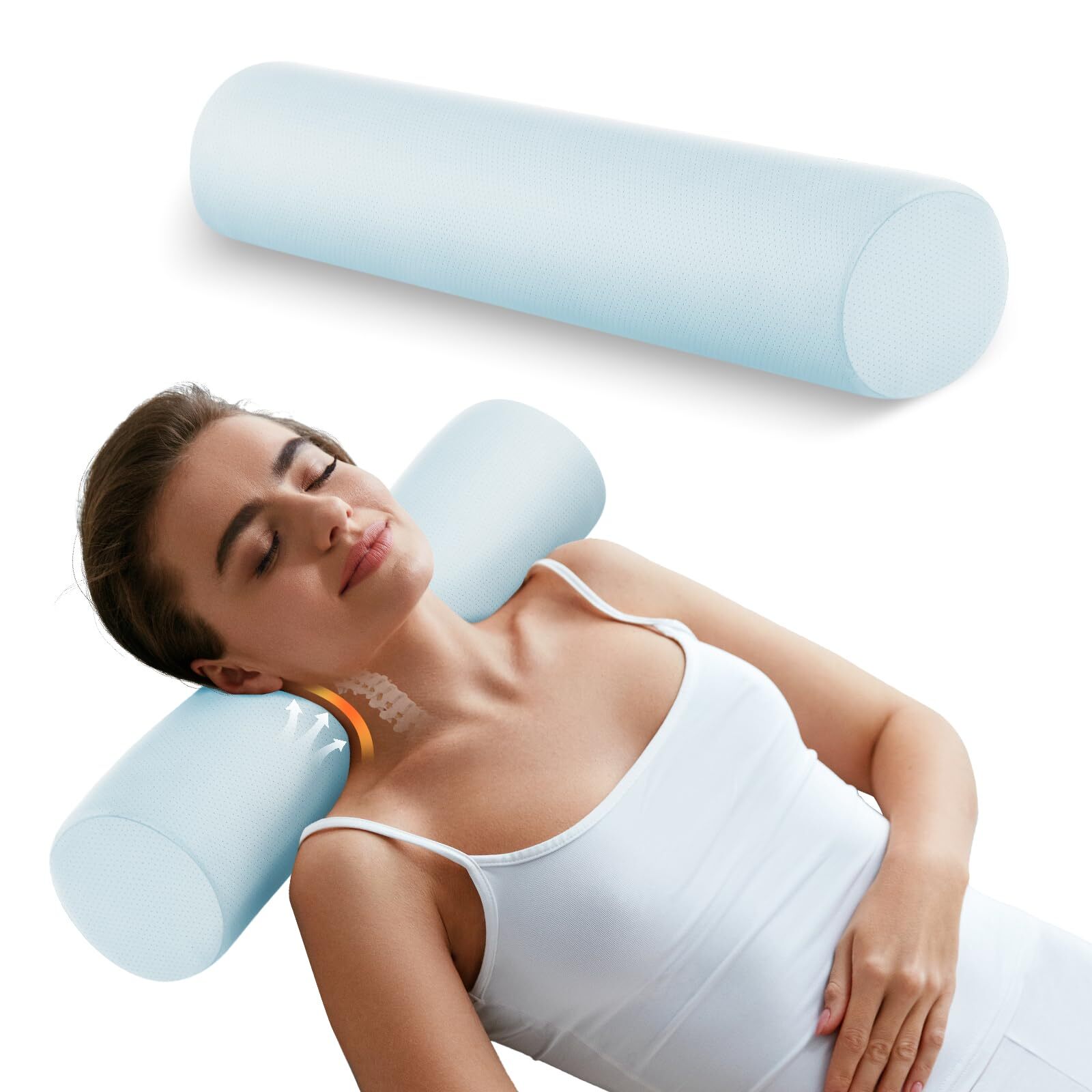 Memory Foam Cervical Neck Roll Pillow for Support and Comfortable Sleep