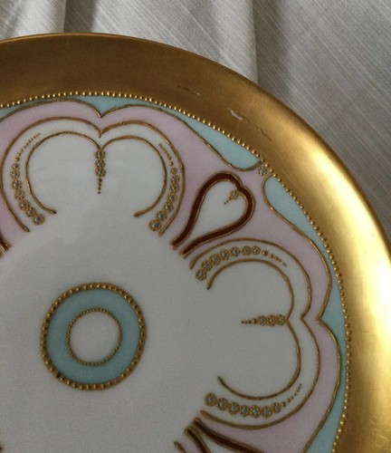 Jugendstil Bastler signiert handbemalt Goldperlen Rosenthal Rohling Teller - Bild 4 von 8