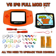 Game Boy Advance GBA V5 IPS LCD Backlight Housing Shell Mod Kit CLEAR ORANGE