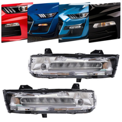 Fog Lights LH+RH Fit For Ford Mustang 2018 2019 2020 LED DRL Turn Signal Lamps