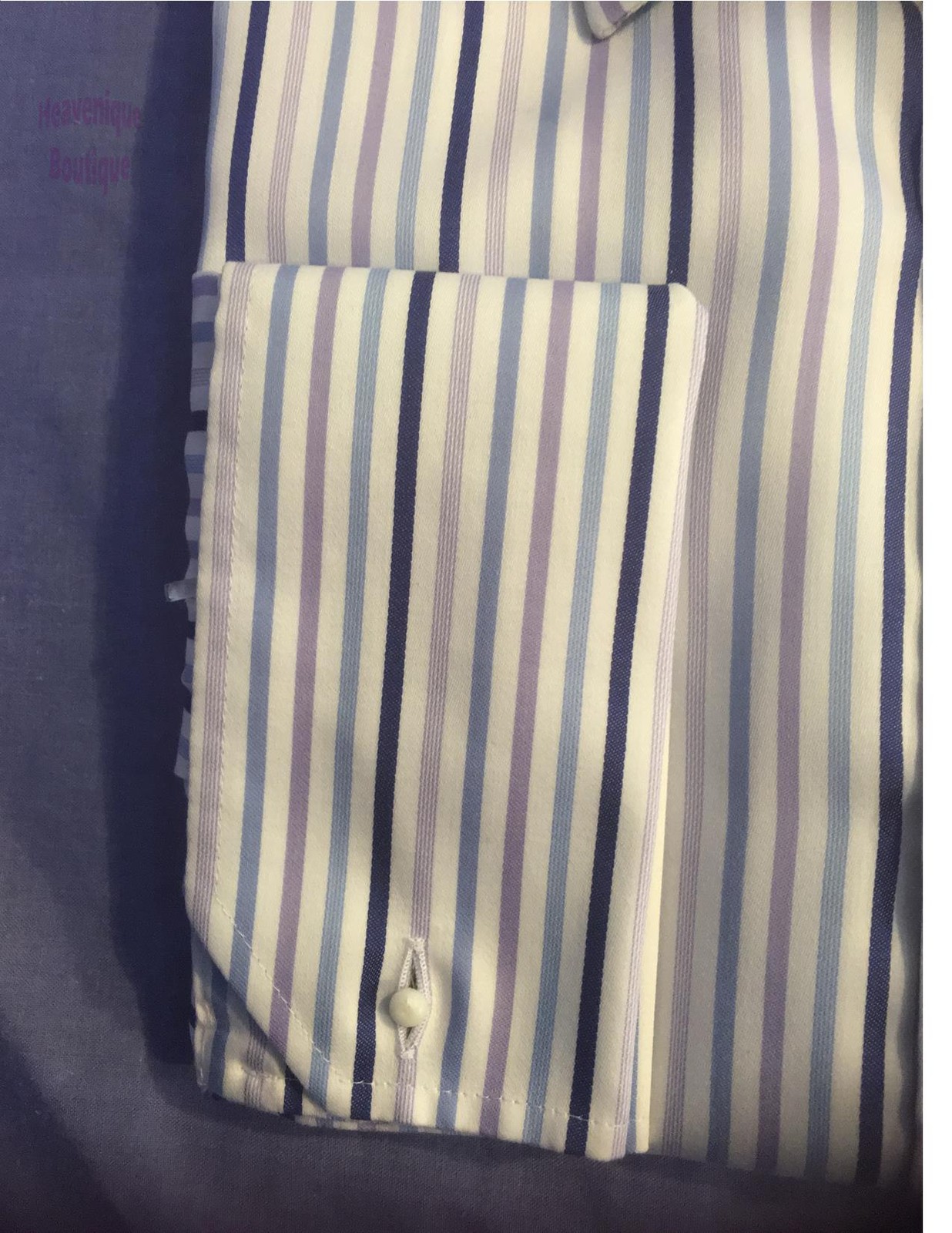 Ex Store Mens 100 Cotton, Blue Purple Stripe shirt cuff w dummy links
