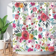 Floral Shower Curtain for Bathroom Flower Shower Curtain Watercolor Girls Sho...
