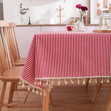 Stripe Tassel Table Cloth Tablecloth Rectangle Dining Party Tea Cover Home Decor