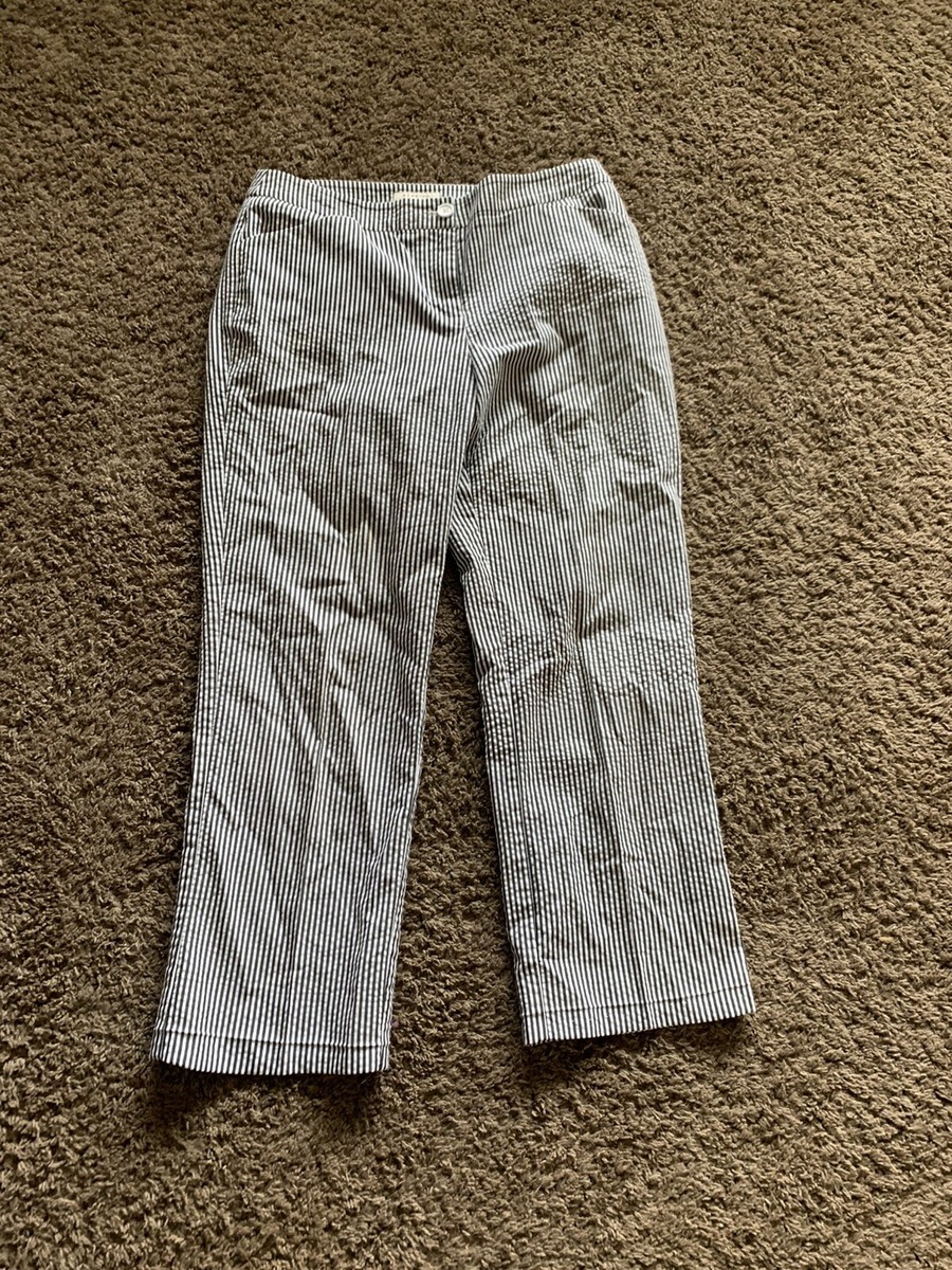 SATURDAYS Seersucker Straight Cropped パン Seersucker Perfect Crops - Cruise Stripe | Talbots