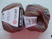 YarnArt Jeans Tropical cotton blend yarn, Multi 612 , lot of 2, 174 yds ea
