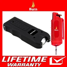 Police Stun Gun Burn Pepper Spray Combo for Self Defense 628 Black