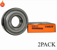 2PACK USA TIMKEN 6306-ZZ 30X72X19MM Double Metal Seal Ball Bearings 6306ZZ