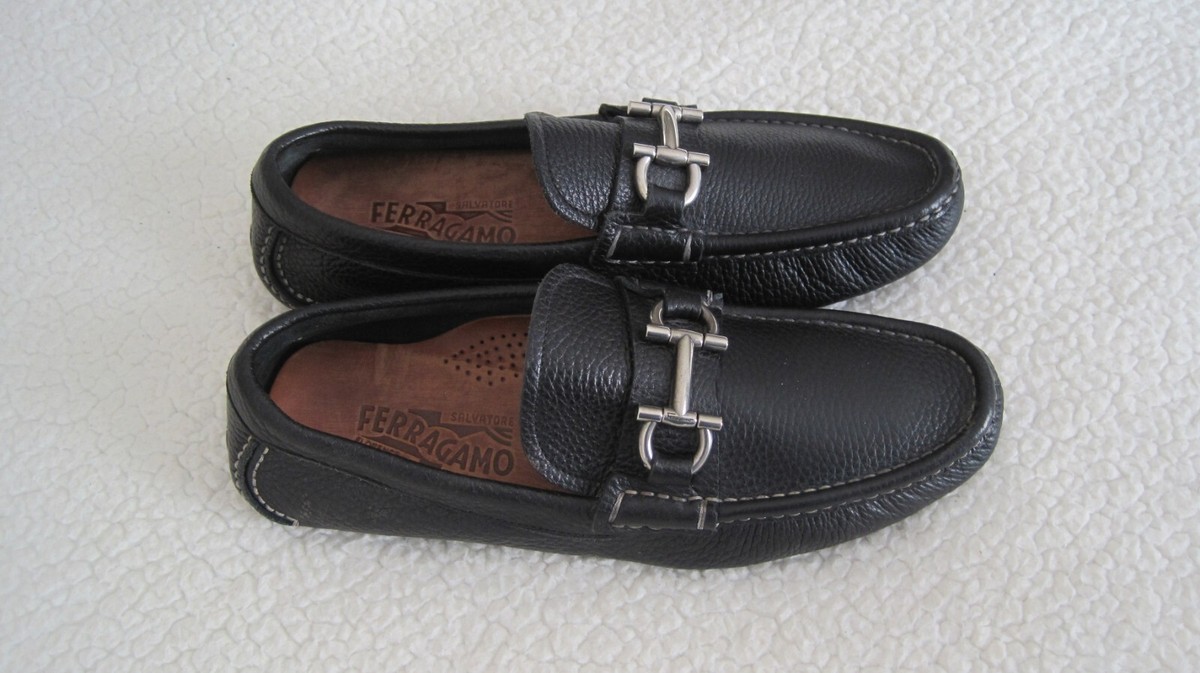 SALVATORE FERRAGAMO Daverio Black Pebbled Leather Men  display picture 3