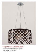 LAMPADARIO IN PLEXIGLAS FORMA A CESTELLO CON CRISTALLI