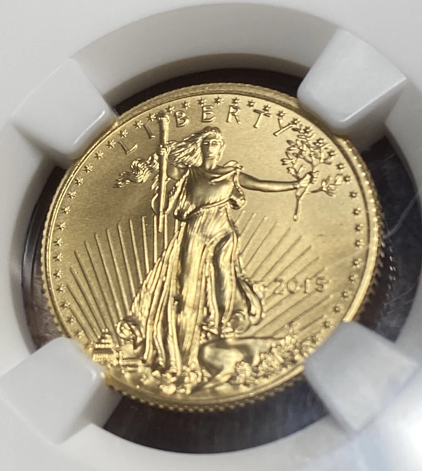 Mint Error NGC MS69 2015 $10 American 1/4 Oz Gold Eagle OBV. DIE CRACK @ 7:00 - Image 3 of 4