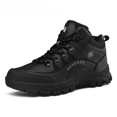 Men's Leather Ankle Boots Waterproof Trekking Hiking Boots Outdoor Soft Sneakers
