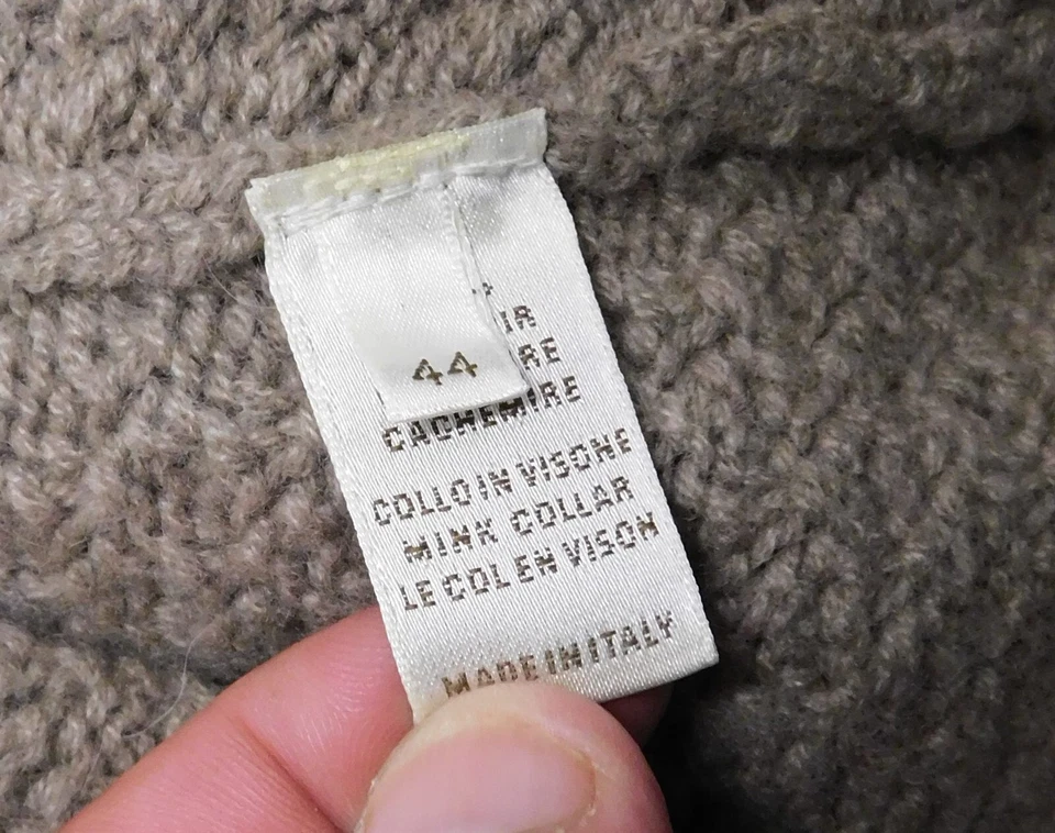 Cárdigan suéter Agnona marrón 100 % cachemir cuello visón abotonado Italia talla 44 Foto 4 de 4