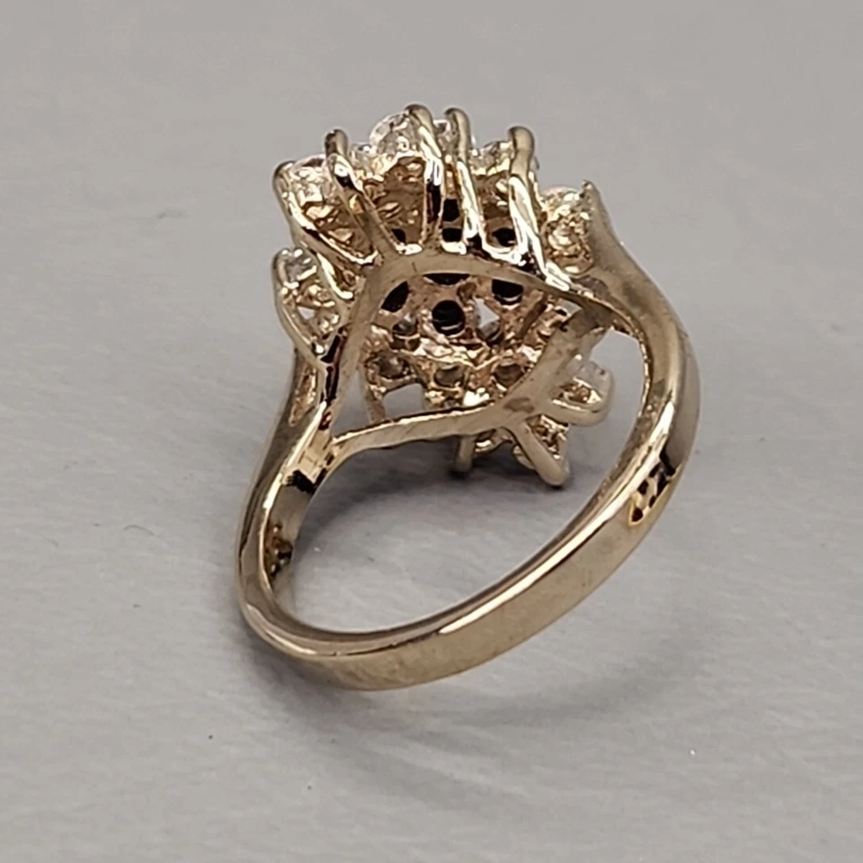 Anillo Zafiro Azul Circonita Cúbica Relleno de Oro Talla 7 Foto 4 de 4