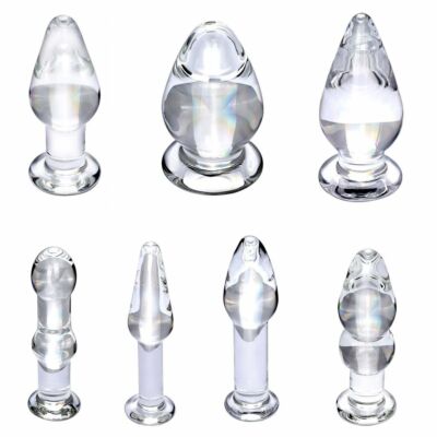 plug anal vidrio LeLuv Butt Plug 4 Inch Glass Thick Anal Toy with Premium Padded Pouch main image 0