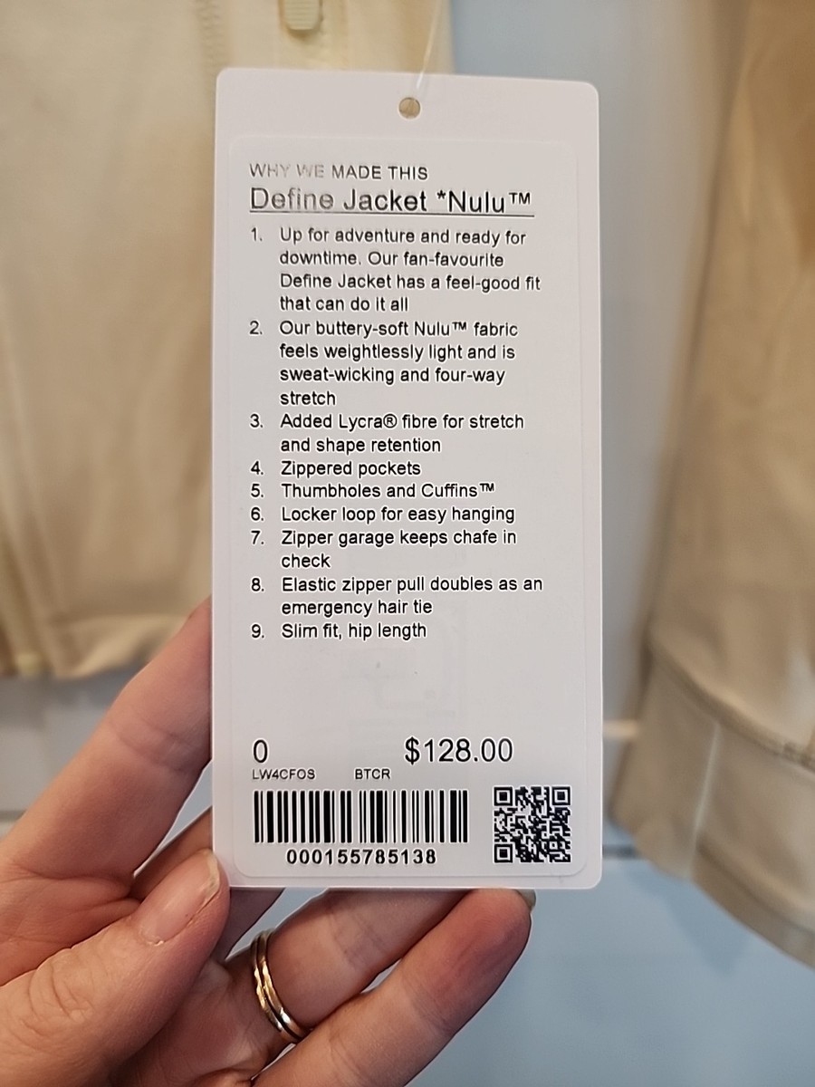 NWT Lululemon Define Nulu Jacket Coat Butter Cream Size 0 Yellow