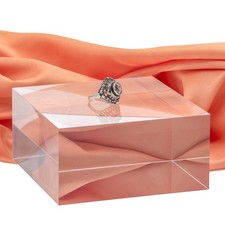 Clear Solid Acrylic Cube Jewelry Display Stand Pedestal Riser, 2 x 4 x 4