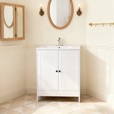 White Vanity Unit Bathroom Storage Floor Standing Basin White Modern Furniture