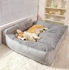 XL Funny Fuzzy Dog Bed 47.2x35.4x9.8 in With Soft Washable Cover & Raised Bolste