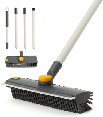 Floor Scrub Brush with Long Handle 3 in 1 Dual-Sided Stiff Bristle Scrubber B