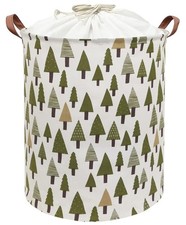 Nursery Laundry Basket Canvas Fabric Baby Boy Storage Bins Collapsible Woodland