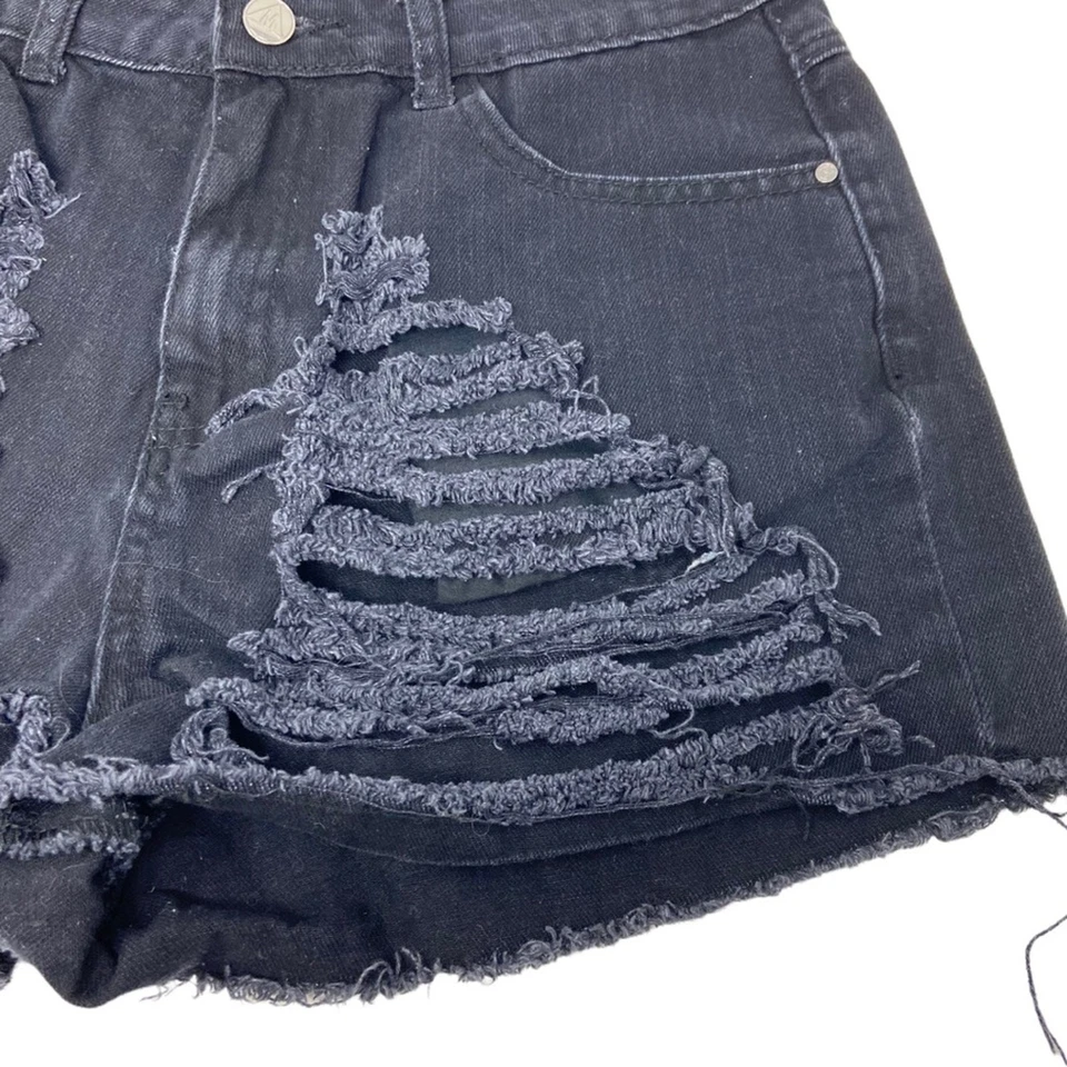 MISSGUIDED молотый высоты черный Jean шорты необработанный кромки женщин размер 8 - Изображение 2 из 4