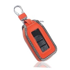 Car Key Fob Cover Case,Leather Car Key Holder with Mesh Orange/Gray