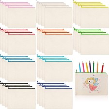 40 Pcs Canvas Zipper Pouch Bags Pencil Pouch Bulk Canvas Makeup Bags