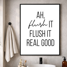 Minimalist Bathroom Wall Print – Funny Toilet Artwork Home Decor Poster