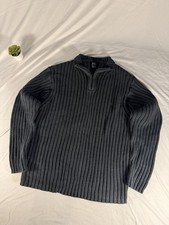 Gap Cable Knit Pullover Quarter Zip Sweater Size XXL Grey Cotton