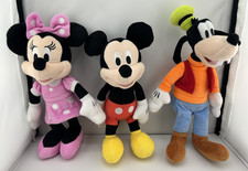 Disney Mickey Mouse, Minnie Mouse, and Goofy Plush 10" Stuffed Animal Toy Clean