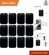 Metal Plate Set for Magnetic Car Mounts – Black, 12 Rectangular Plates