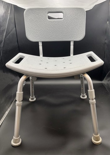 Drive Medical RTL12202KDR Grey Bathroom Safety Shower Tub Bench Chair with Back