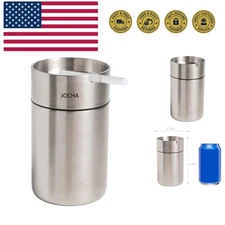 Car Ashtray with lid smell proof Stainless Steel Portable Smokeless Detachabl...