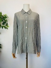 Vintage 90er grau creme Nadelstreifen Langarm...