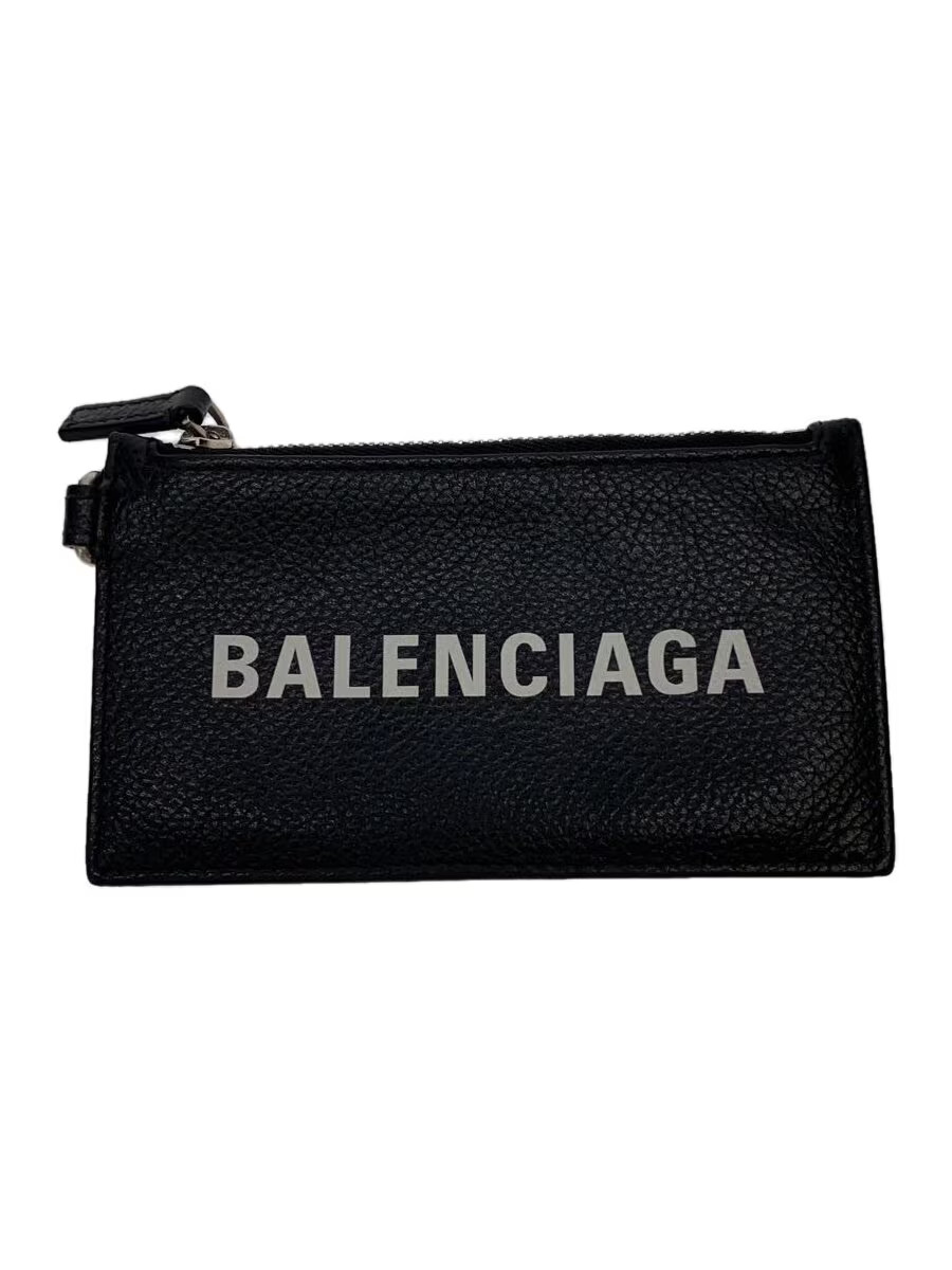 BALENCIAGA Card Case Leather Black Plain Men's S94548・1090・U・1317