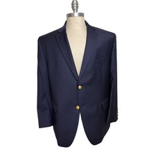 Lauren Ralph Lauren Mens 44S Navy Blue 100 Wool 2-Button Gold Crest Blazer Coat