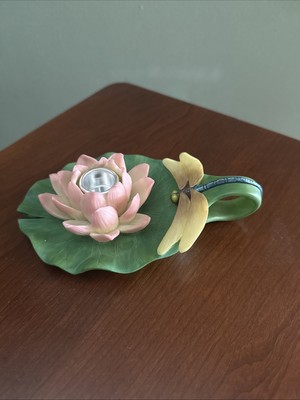 Ibis and Orchid Design Dragonfly & Waterlily Candle Holder - New in Box