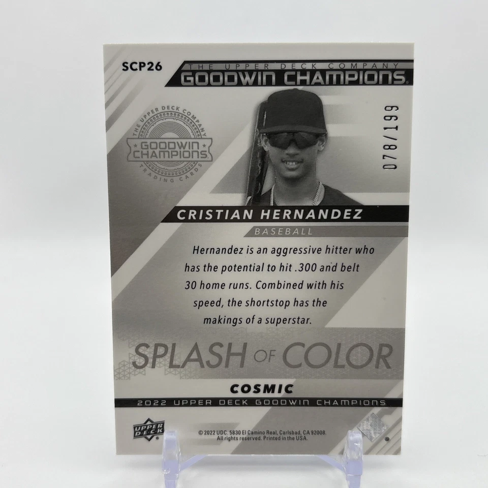 2022 Goodwin Champions Splash of Color Platinum Cosmic /199 Cristian Hernandez - Image 2 of 2
