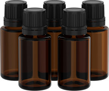 Aromatherapy 15 mL Glass Bottles with Droppers Pack of 5 by Piping Rock