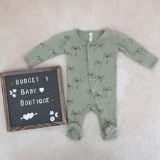 RYLEE + CRU x Spearmint Love Green Palm Tree Footie Sleeper Size 0-3 Months