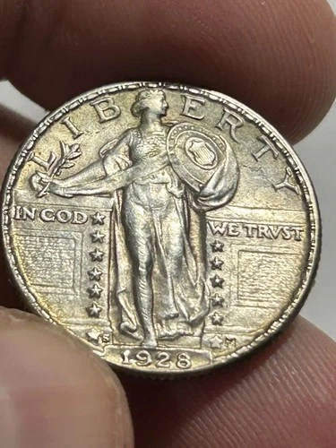 1928 Silver Standing Liberty Quarter AU+ Nice W/ Luster Look No Reserve !!