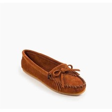 Minnetonka Womens Kilty Suede Hardsole Moccasins Brown Size 8