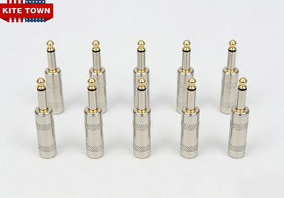 10pcs 1/4 MONO TS Heavy Duty Male Audio Speaker Guitar Cable Connector Plug Jac
