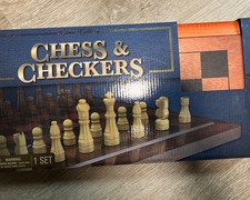 Chess  Checkers Foldable Wooden Box Set By Cardinal Industries