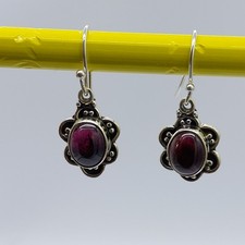 Garnet Hook Earrings 925 Sterling Silver Jewe...