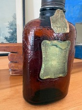 Antique Whiskey Bottle 1 Pint Amber Spiderweb...